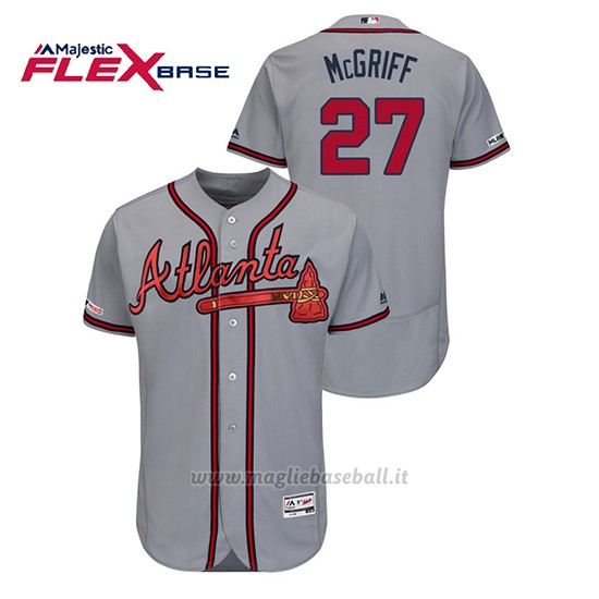 Maglia Baseball Uomo Atlanta Braves Fred Mcgriff 150th Aniversario Patch Autentico Flex Base Grigio